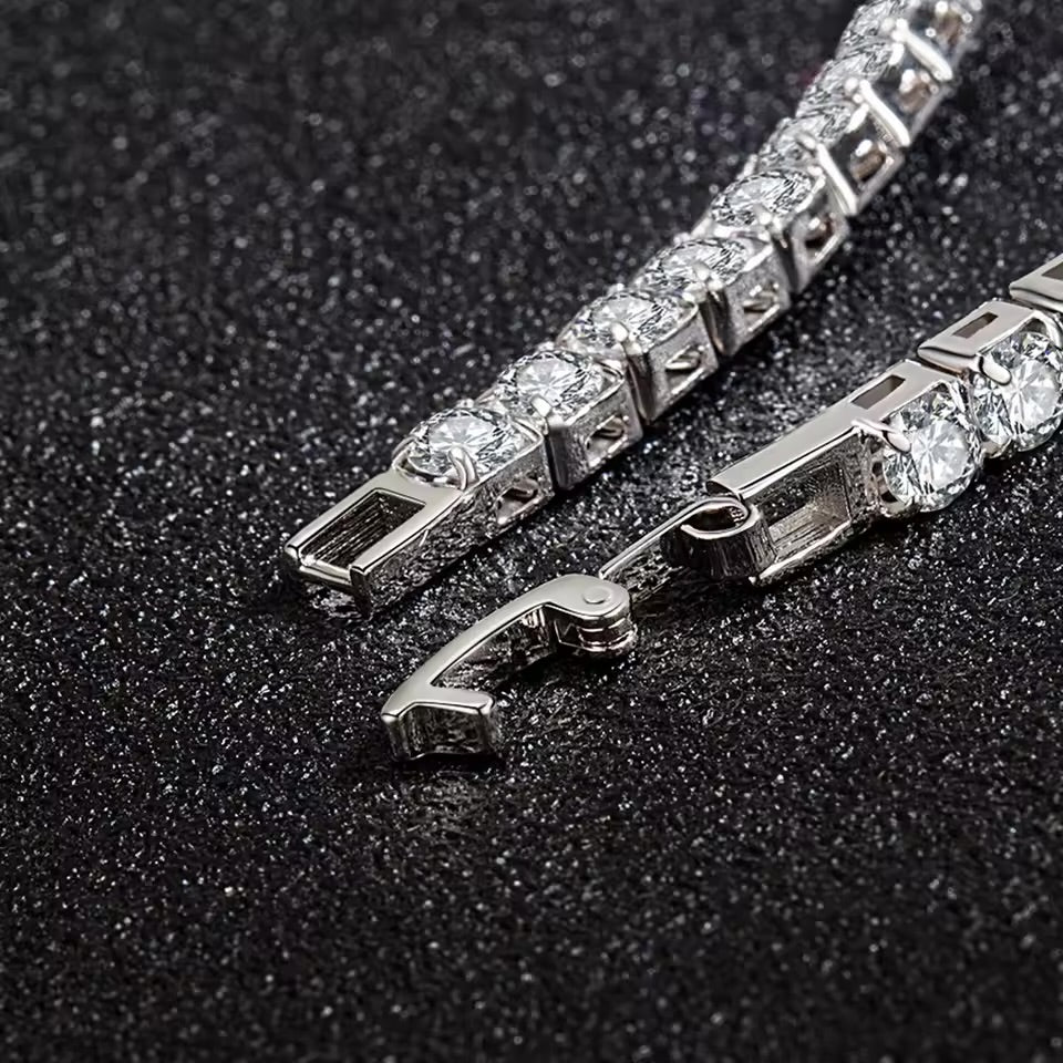Sterling Silver Bracelet Zirconia Tennis Ball Women Fashion Simple Engagement Wedding Charm Jewelry 4mm 16-20cm