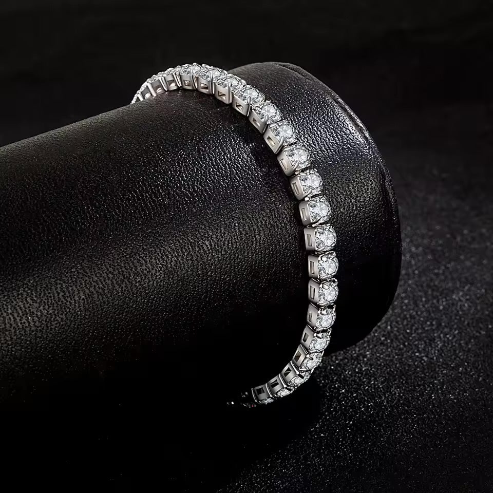 Sterling Silver Bracelet Zirconia Tennis Ball Women Fashion Simple Engagement Wedding Charm Jewelry 4mm 16-20cm